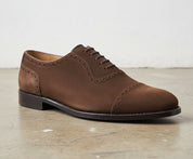 Handmade Mens brown suede Oxford dress shoes, Men brown suede formal shoes - detail-view-showing-texture
