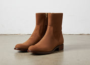 Handmade Mens brown suede zip up ankle boots, Men brown casual boots - angle-view-showing-depth