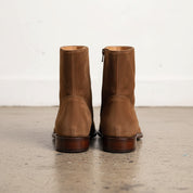 Handmade Mens brown suede zipper ankle boots, Men brown casual boots - back-view