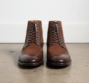 Handmade Mens Brown Wing tip Lace up ankle boot, Men brown dress boots - front-view