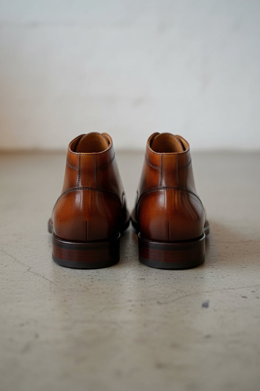 Handmade Mens brown wingtip lace up boots, Men dress boots, Mens ankle boot - back-view