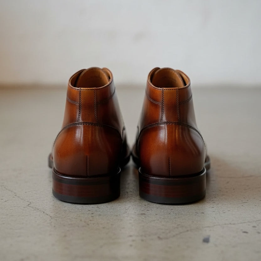 Handmade Mens brown wingtip lace up boots, Men dress boots, Mens ankle boot - back-view