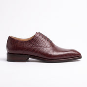 Handmade Men's Burgundy Alligator Texture Oxford Shoes — Copley