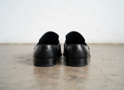 Handmade Mens Casual Slippers, Mens Black Leather Slippers shoes - back-view
