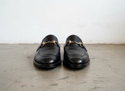 Handmade Mens Casual Slippers, Mens Black Leather Slippers shoes - front-view