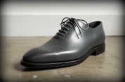 Handmade Mens Charcoal Gray Brogue Leather dress shoes Formal shoes for men - detail-view-showing-texture