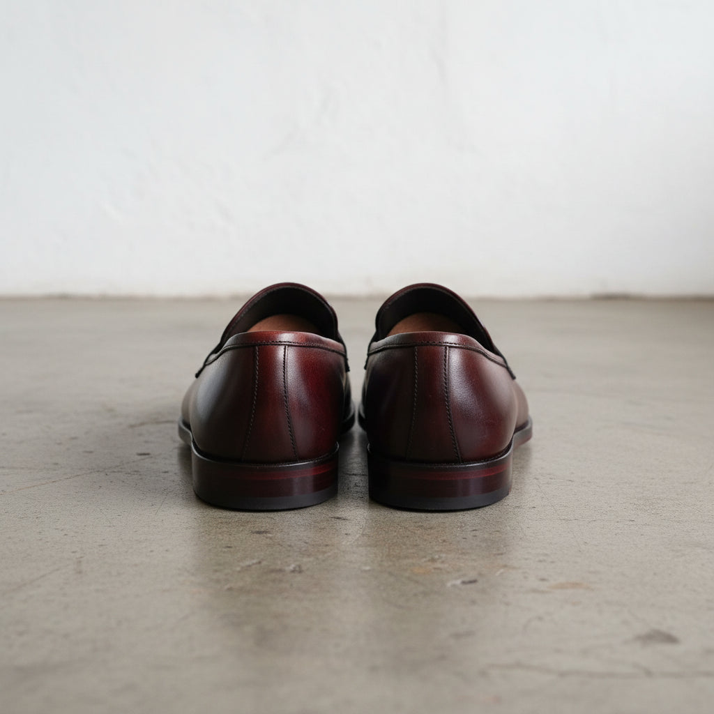 Handmade Mens Classic Brown Leather Loafer Moccasins Shoes, Men Dress Shoes - back-view