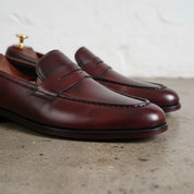 Handmade Mens Classic Brown Leather Loafer Moccasins Shoes, Men Dress Shoes - detail-view-showing-texture