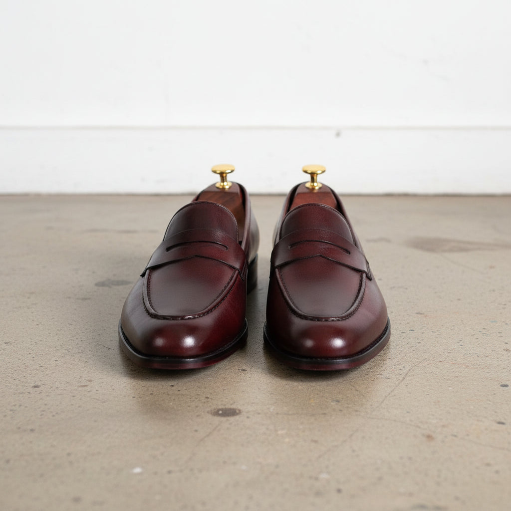 Handmade Mens Classic Brown Leather Loafer Moccasins Shoes, Men Dress Shoes - front-view