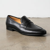 Handmade Men's Cow Genuine Leather Formal Penny Loafer Shoes - detail-view-showing-texture