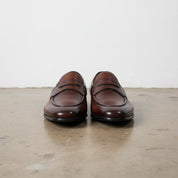 Handmade Men's Cow Genuine Leather Formal Penny Loafer Shoes - front-view