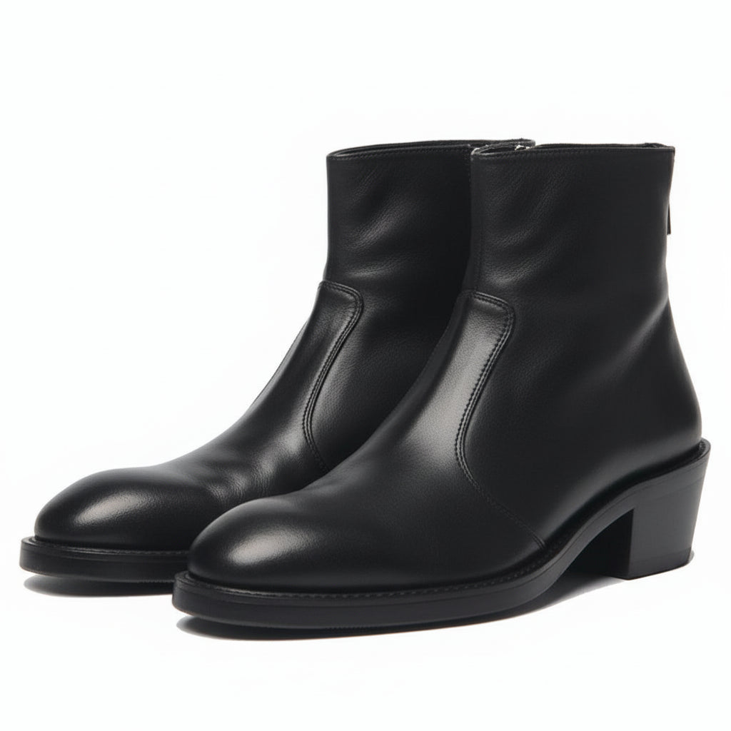 Handmade Men's Cow Leaher Suede Chelsea Boot - angle-view-showing-depth