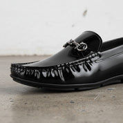 Handmade Men's Cow Leather Bit Loafers - detail-view-showing-texture