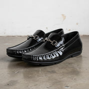 Handmade Men's Cow Leather Bit Loafers - front-view