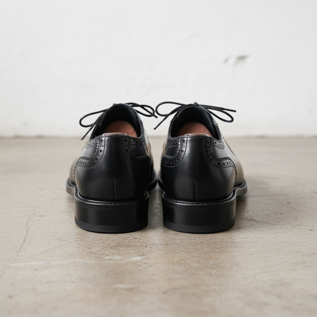 Handmade Men's Cow Leather Brogue Shoes - back-view