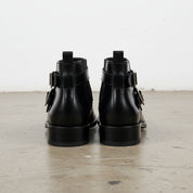 Handmade Men's Cow Leather Buckle Ankle Boots - back-view