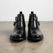 Handmade Men's Cow Leather Buckle Ankle Boots - front-view