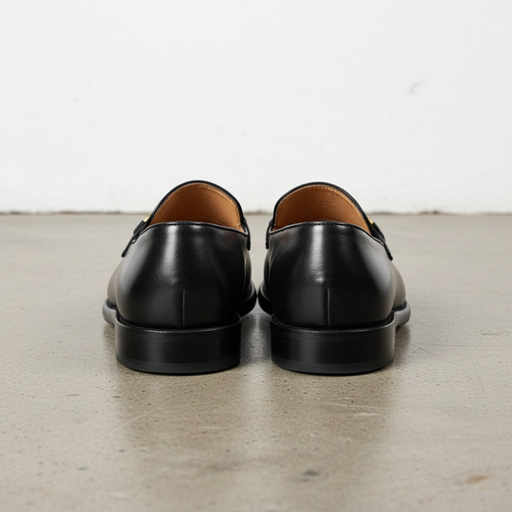 Handmade Men's Cow Leather Casual Loafers - back-view