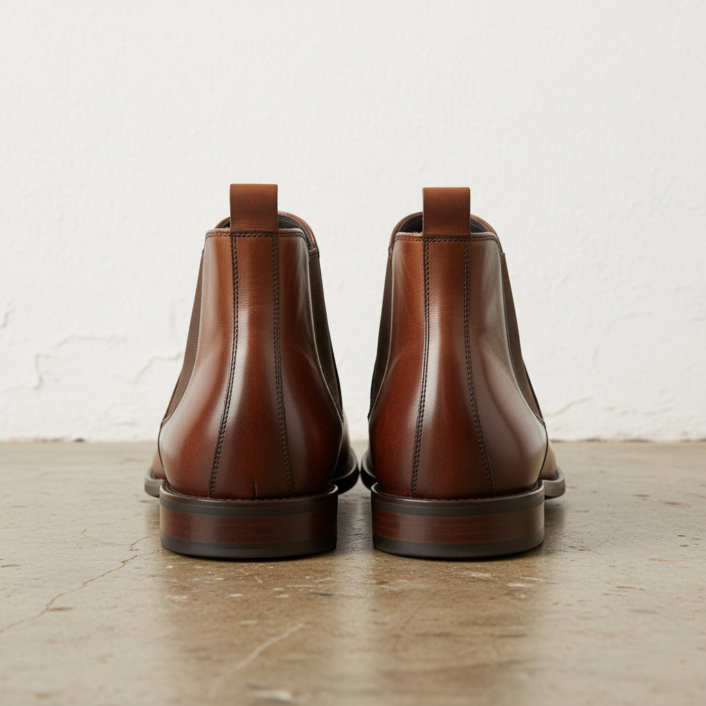 Handmade Men's Cow Leather Chelsea Boots - back-view