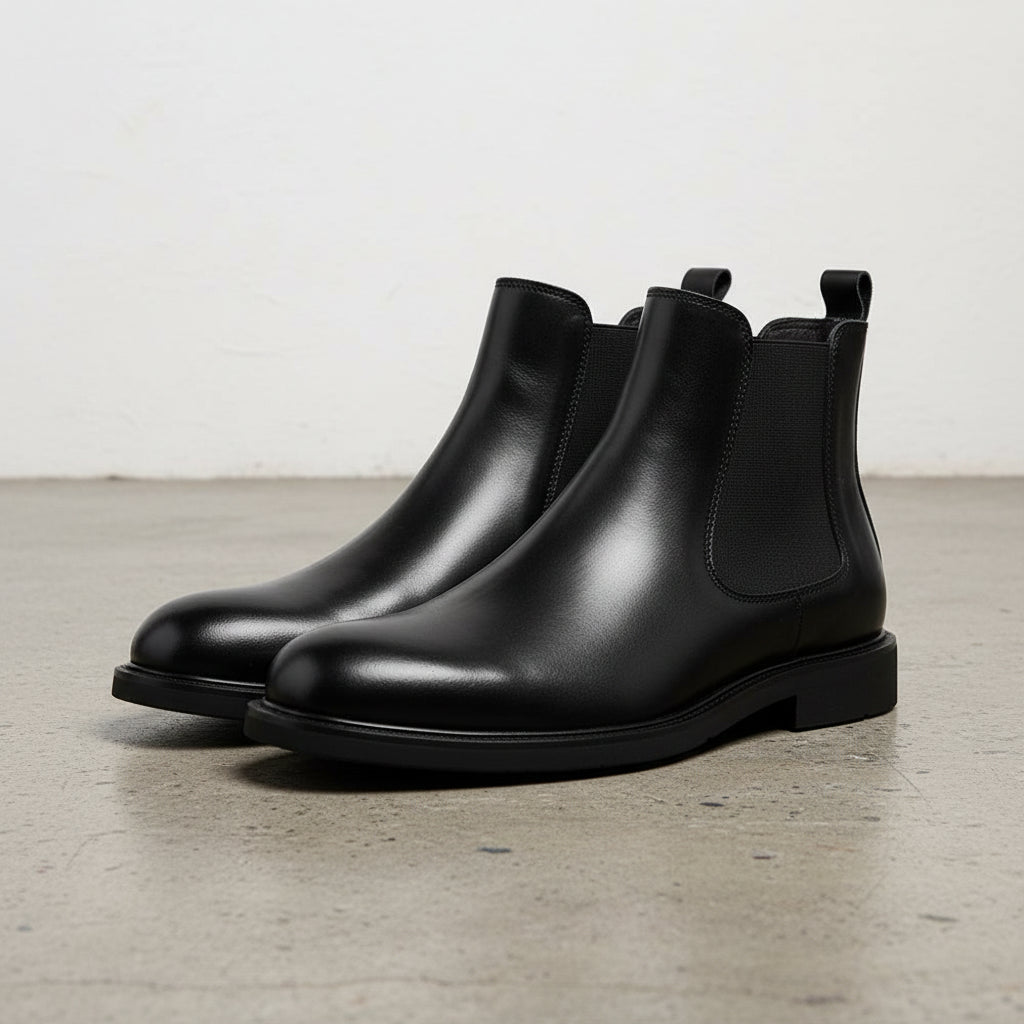 Handmade Men's Cow Leather Chelsea Dress Boots - 3-4-right-view