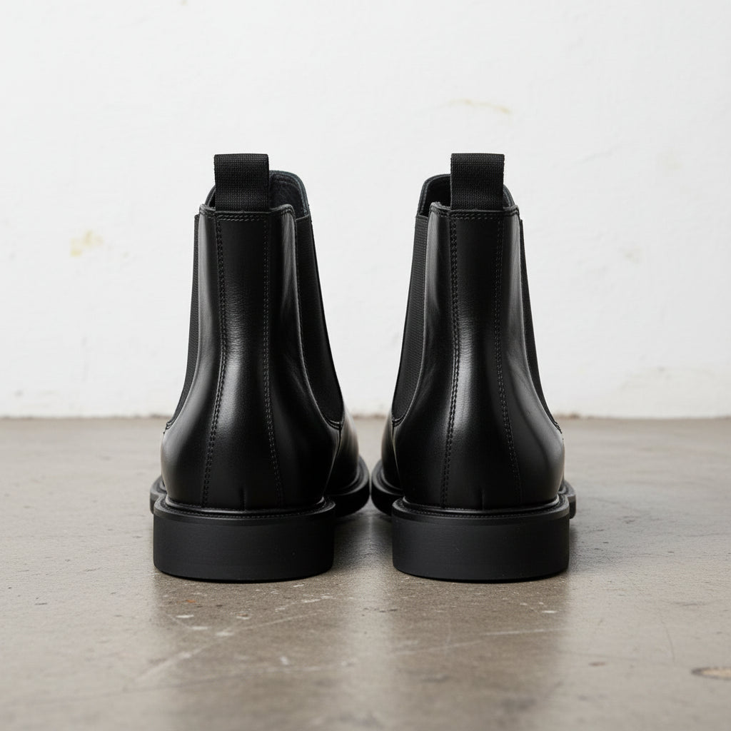 Handmade Men's Cow Leather Chelsea Dress Boots - back-view