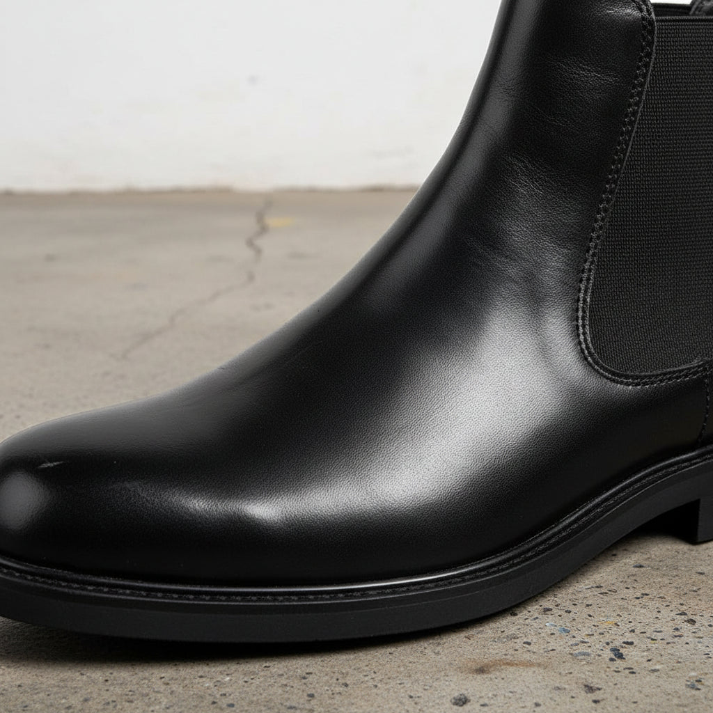 Handmade Men's Cow Leather Chelsea Dress Boots - detail-view-showing-texture