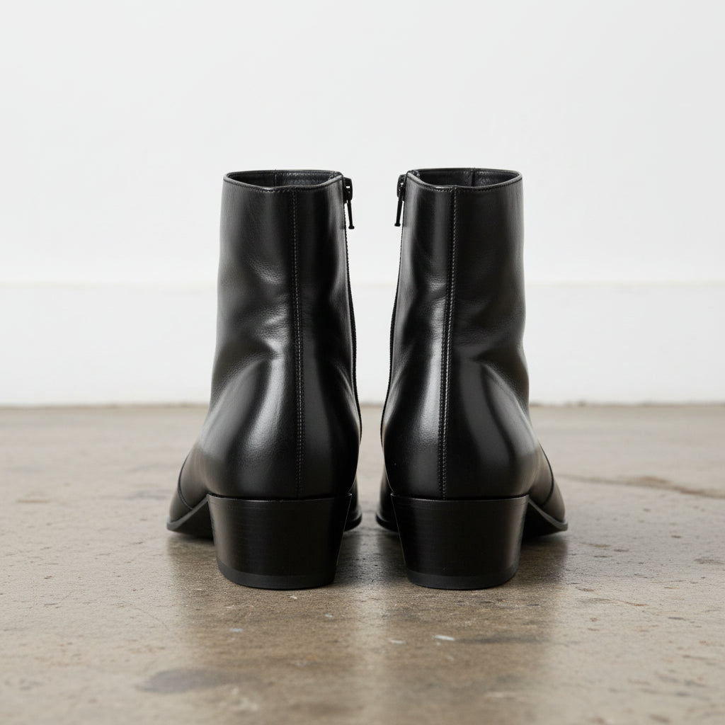 Handmade Men's Cow Leather Classic Boots - back-view