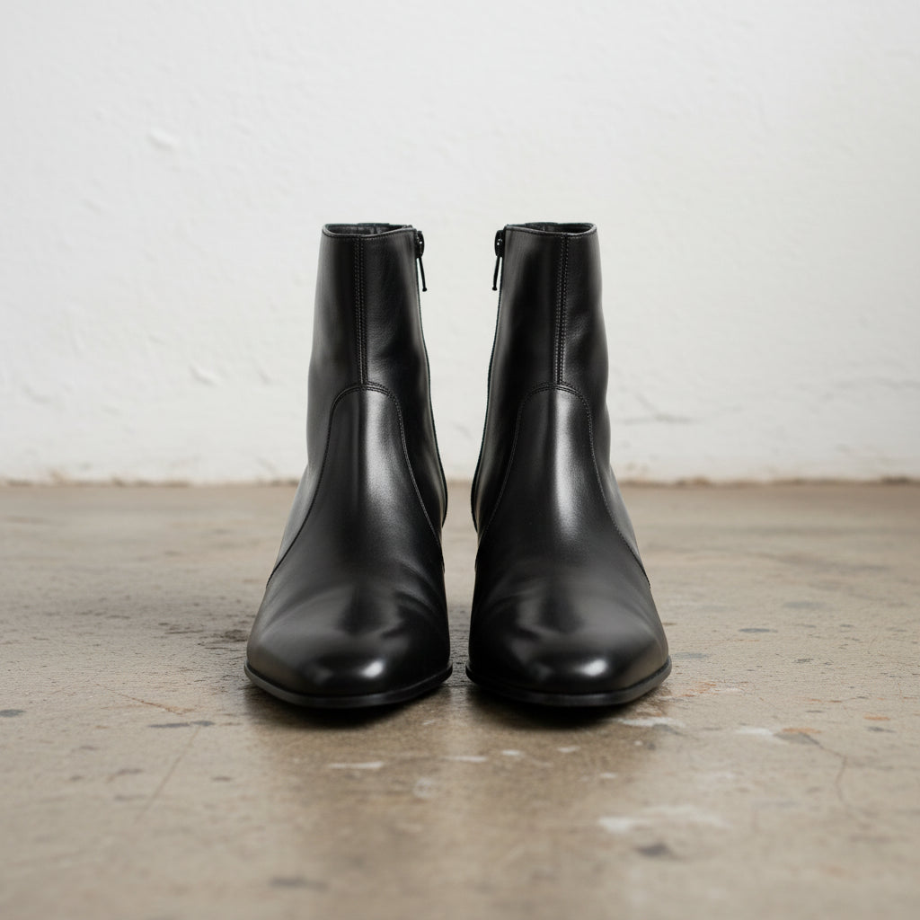 Handmade Men's Cow Leather Classic Boots - front-view