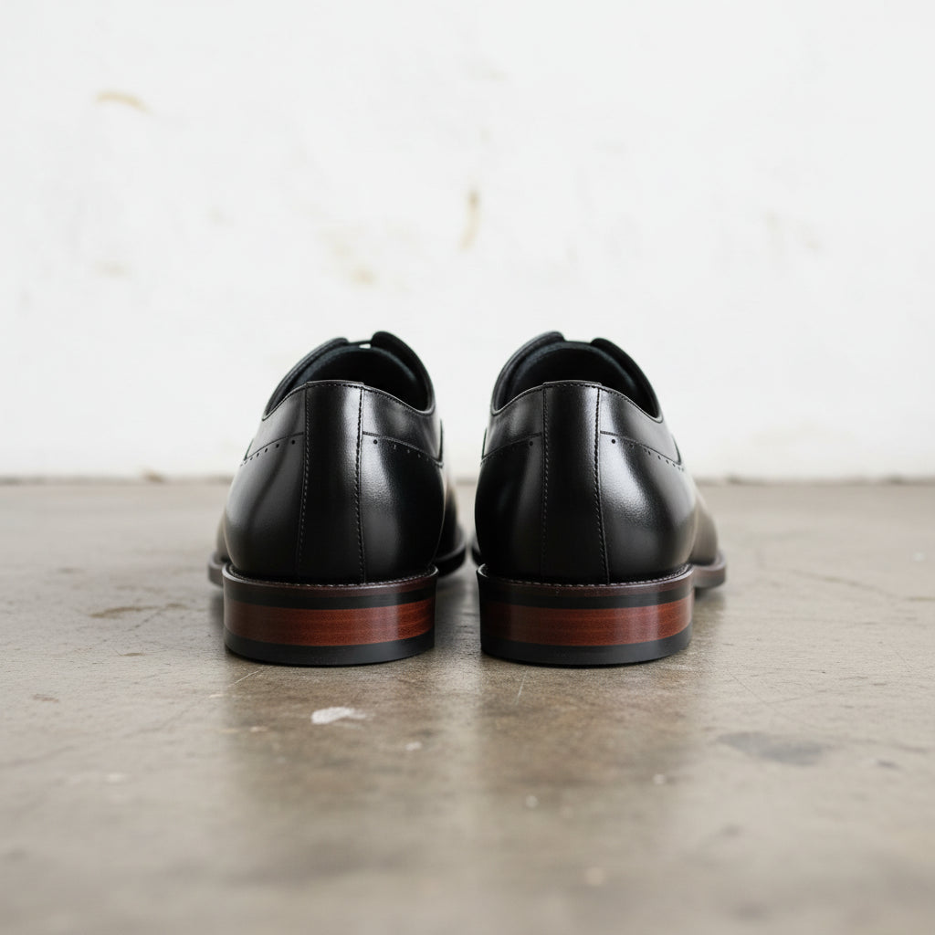 Handmade Men's Cow Leather Classic Brogues Dress Shoes - back-view