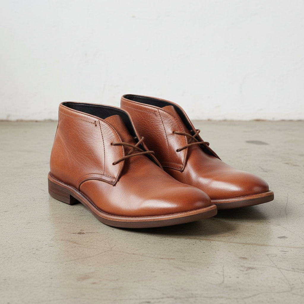 Handmade Men's Cow Leather Classic Dress Boots - angle-view-showing-depth