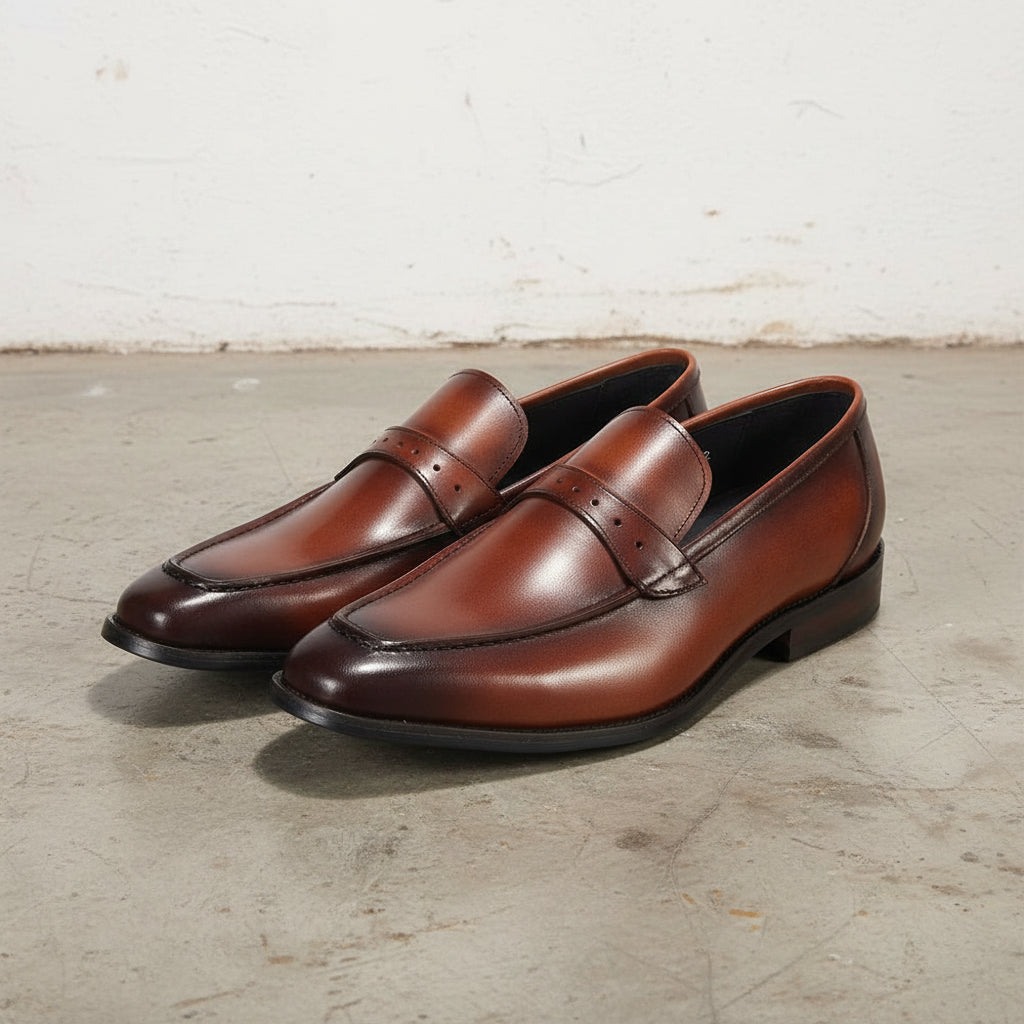 Handmade Men's Cow Leather Classic Loafer Shoes - 3-4-right-view