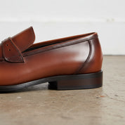 Handmade Men's Cow Leather Classic Loafer Shoes - detail-view-showing-texture