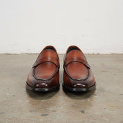 Handmade Men's Cow Leather Classic Loafer Shoes - front-view