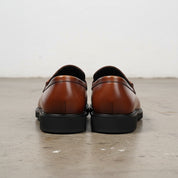 Handmade Men's Cow Leather Classic Loafers - back-view