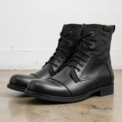 Handmade Men's Cow Leather Combat Boots - 3-4-right-view