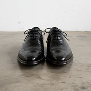 Handmade Men's Cow Leather Crocodile-Pattern Oxfords - front-view