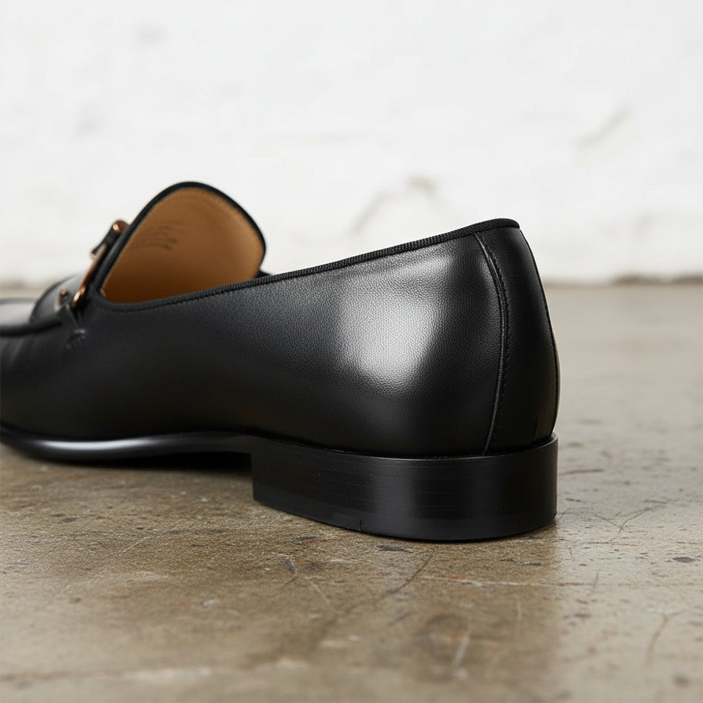 Handmade Men's Cow Leather Dress Loafer - detail-view-showing-texture