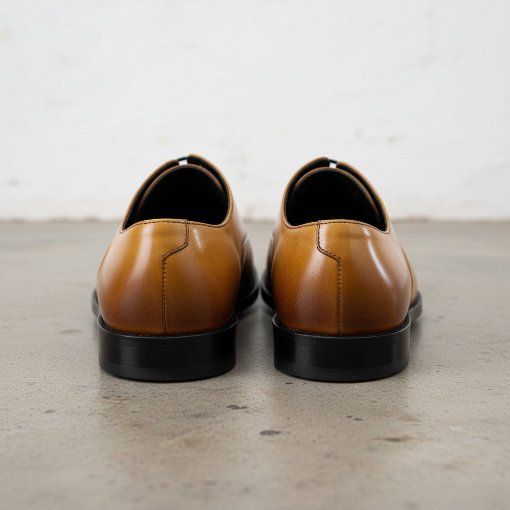 Handmade Men's Cow Leather Formal Dress Shoes - back-view