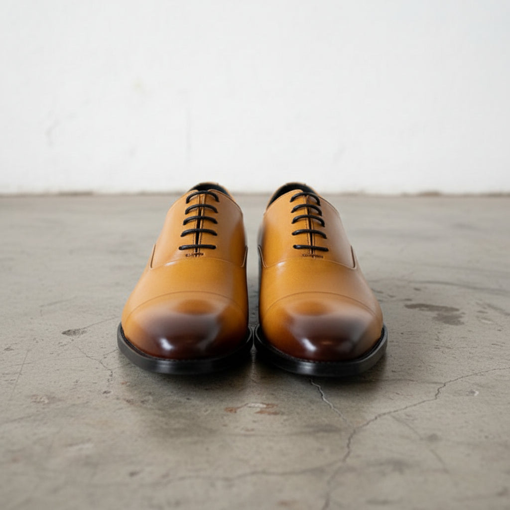 Handmade Men's Cow Leather Formal Dress Shoes - front-view