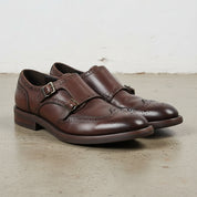 Handmade Men's Cow Leather Formal Monk Shoes - 3-4-right-view
