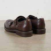 Handmade Men's Cow Leather Formal Monk Shoes - back-view