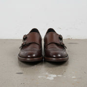 Handmade Men's Cow Leather Formal Monk Shoes - front-view