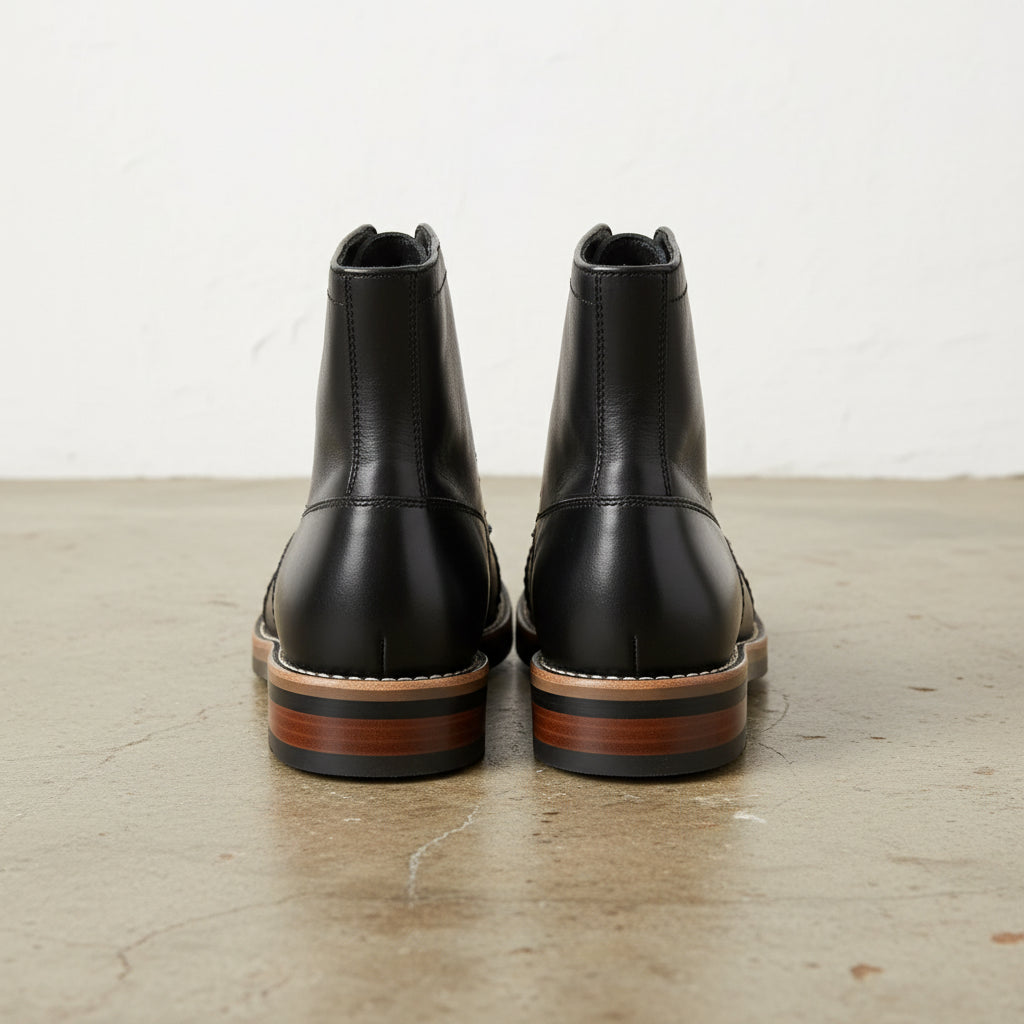 Handmade Men's Cow Leather Lace-Up Boots - back-view