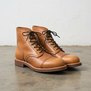 Handmade Men's Cow Leather Laceup Ankle Boots - angle-view-showing-depth