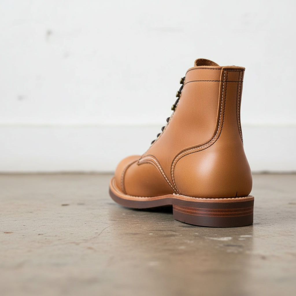 Handmade Men's Cow Leather Laceup Ankle Boots - detail-view-showing-texture