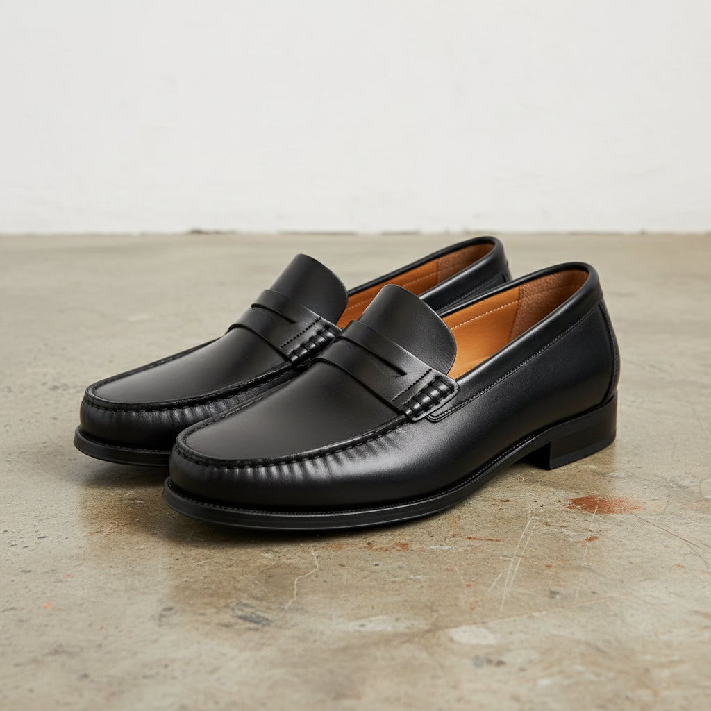 Handmade Men's Cow Leather Loafer Shoe - 3-4-right-view