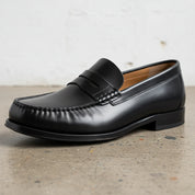 Handmade Men's Cow Leather Loafer Shoe - detail-view-showing-texture