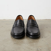 Handmade Men's Cow Leather Loafer Shoe - front-view