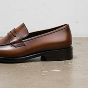 Handmade Men's Cow Leather Loafer Shoes - detail-view-showing-texture