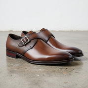 Handmade Men's Cow Leather Monk-Strap Dress Shoes - 3-4-right-view